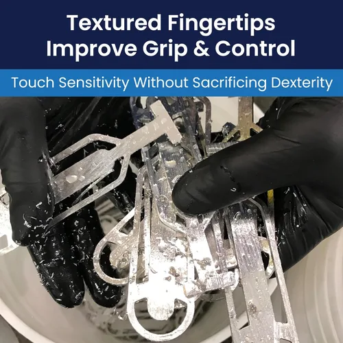 Vista 4 de Adenna Dark Light - Guantes desechables de nitrilo a granel – 9 mil, guantes de goma de trabajo resistentes con agarre texturizado, sin látex y sin