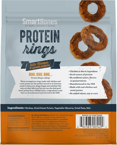 Vista 2 de SmartBones Anillos de proteína con pollo real y batata, 5 onzas