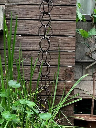 Vista 5 de Rain Chain Rain Chain Link Chain Reducer, Rainwater Chain Replacement Downspout for Gutters, Functional and Decorative Ring Rainwater Link Style1