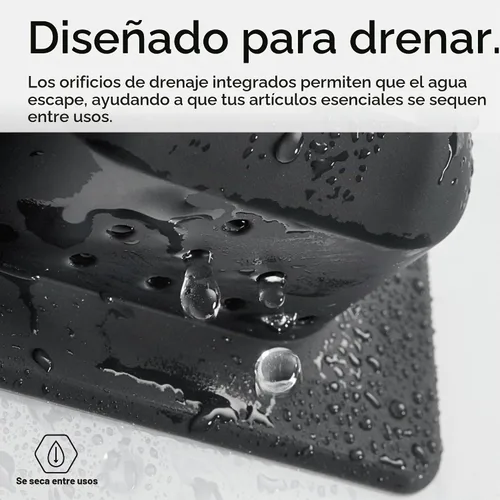 Vista 6 de Soporte de cepillo de dientes de silicona- incluye soporte de maquinilla de afeitar, plato de joyería, impermeable, sin ventosas, reutilizable, se