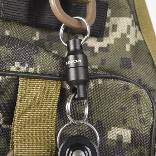 Vista 7 de LIXADA Soporte de liberación de red magnética para pesca Zinger Retractores de red de pesca con mosca, clip magnético, conector de red de aterrizaje