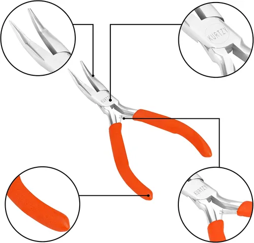 Vista 5 de Kurtzy Juego de herramientas de alicates de joyería con asas de agarre suave (paquete de 8) - Cortadores de alambre de precisión, aguja, alicates