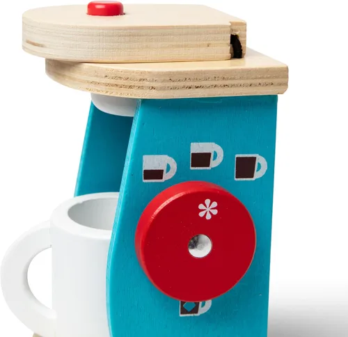 Vista 4 de Melissa & Doug Juego de cafetera de madera para preparar y servir de 11 piezas, accesorios de cocina, accesorios de cocina para niños, juego