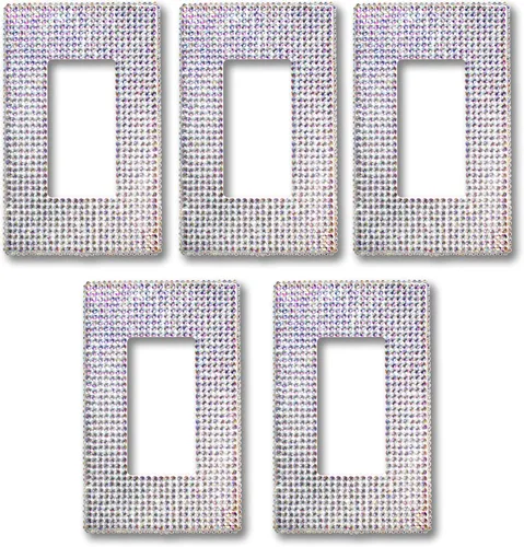 Vista 5 de NEU Decoración sin tornillos, con diamantes de imitación brillantes, cubierta de salida de 1 banda para interruptor de luz, sensor, GFCI