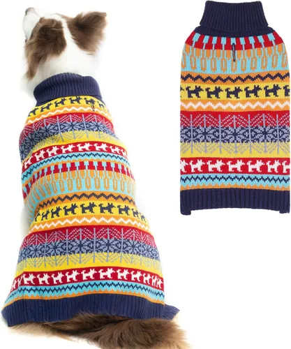 Vista 9 de Suéter Mihachi para perro - Ropa de abrigo de invierno con tiras coloridas para clima frío