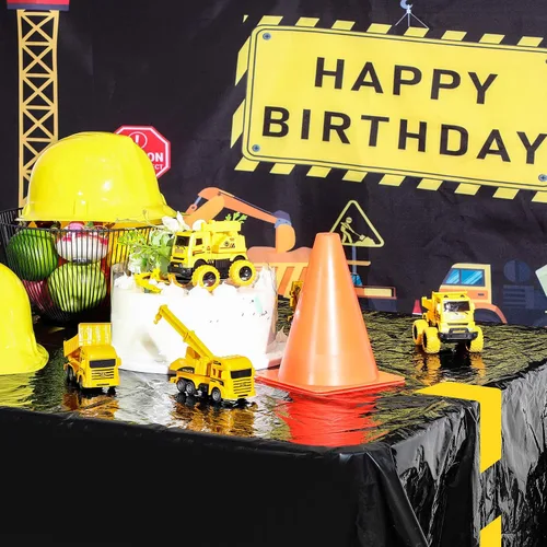 Vista 7 de Paquete de 3 manteles de construcción para fiesta de cumpleaños