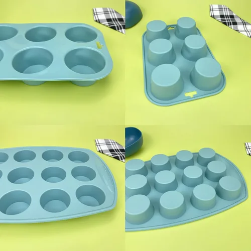 Vista 7 de 29 piezas de juego de hornear de silicona antiadherente con moldes para mini pasteles horneables, utensilios para hornear para horno, moldes