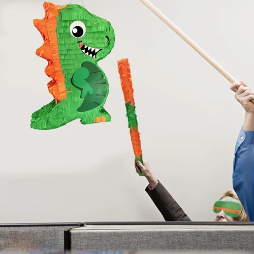 Vista 5 de Piñata de dinosaurio para fiesta de cumpleaños de niños con papel de murciélago y confeti (16.5 x 12.2 x 3 pulgadas)