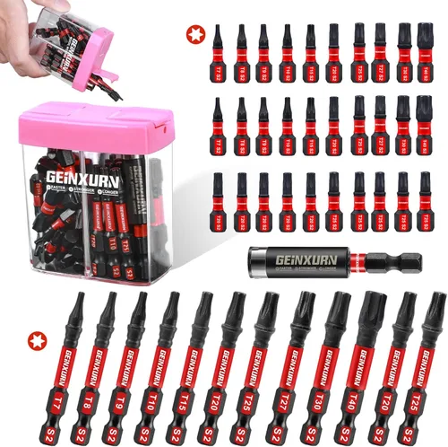 Vista 26 de Juego de brocas de impacto cuadrado Geinxurn, 45 piezas 2" magnéticas (SQ1/SQ2/SQ3) S2 de acero bits multi-conductor con caja de almacenamiento