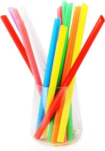 Vista 3 de Boba Straws - Batido de té de burbujas, 100 piezas de plástico Jumbo Slushie envueltos individualmente, popotes grandes y anchos