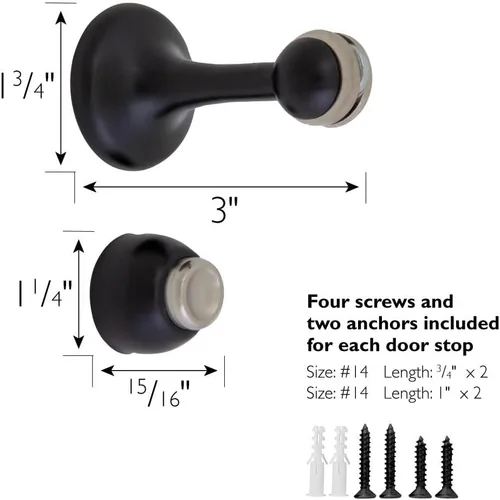 Vista 3 de Design House 189316-MB - Protector de pared magnético para puerta con punta magnética, topes de puerta de acero negro mate, paquete de 2 Mate negro