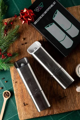 Vista 4 de KSL Gravity - Molinillo eléctrico de sal y pimienta, recargable por USB, molienda automática de 1 clic 1 molinillo de pimienta de grosor ajustable