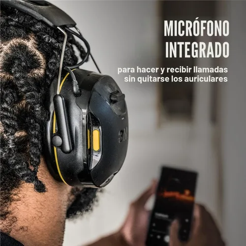Vista 3 de 3M WorkTunes Connect - Protector auditivo inalámbrico con tecnología Bluetooth, protección auditiva Bluetooth con una calificación de reducción