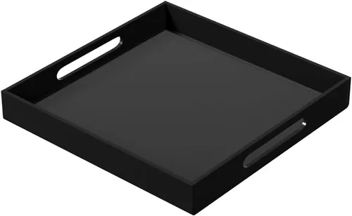 NIUBEE Bandeja acrílica para servir de 12 x 12 pulgadas -a prueba de derrames- bandeja organizadora decorativa para mesa de café otomana y encimera