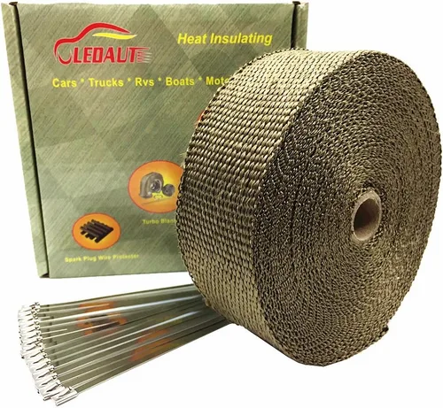 Vista 9 de Ledaut cinta de titanio para proteger las partes de fibra de vidrio de la motocicleta, resistente al calor, con lazos inoxidables, Dorado