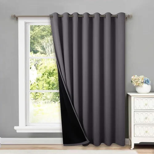 Vista 126 de NICETOWN Cortinas 100 % opacas con aislamiento térmico, panel de cortina deslizante de rendimiento que reduce el ruido con forro negro, bloqueo