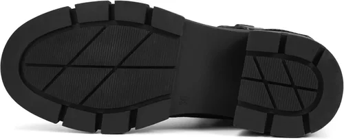 Vista 4 de REDTOP Botas de combate para mujer con suela de lengüeta gruesa, botas de tobillo con cordones y hebilla casual