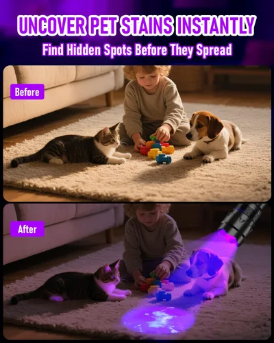 Vista 2 de Ultrafire UV Linterna de luz negra LED 395-405 nm para curado de pegamento UV, Detector de fugas, Detector de orina de mascotas