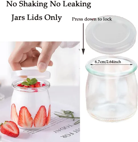 Vista 4 de 15 tapas para tarros de yogur, plástico transparente, reutilizables, polipropileno sin BPA, parte superior de rosca, transparentes, redondas, aptas