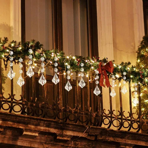 Vista 3 de Nuenen 100 piezas de cristales colgantes para centros de mesa, cuentas de candelabro de acrílico, guirnaldas, hebras, cuentas de prisma