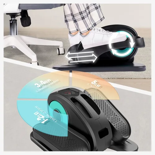 Vista 4 de Under Desk Elliptical Machine, Portable Elliptical Ellipse Leg Exerciser for Seniors Quiet Electric Foot Pedal Exerciser for Home with Remote Control