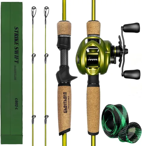 Vista 13 de Ghosthorn Caña de pescar y carrete Combo de caña de pescar de doble punta Baitcasting Combo Ultra Light Caña de 2 piezas con mango de corcho natural