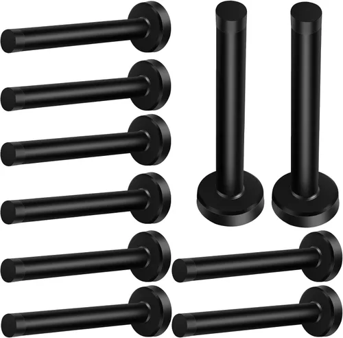 Vista 8 de Topes de puerta, tope de puerta de 5 pulgadas de largo, montaje en pared, tope de puerta negro sólido de servicio pesado de acero inoxidable