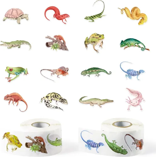 Vista 12 de Rollos de pegatinas vintage de Navidad - 1000 piezas Dibujos animados de Papá Noel, muñeco de nieve, alce, árbol de Navidad Vinilo impermeable