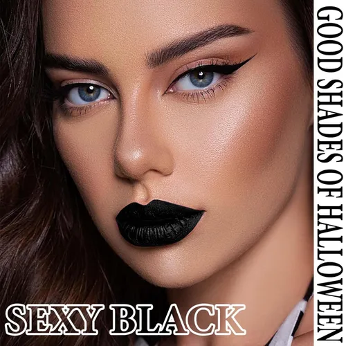 Vista 6 de Juego de 2 delineadores de labios y lápiz labial, kit de brillo de labios de terciopelo pigmentado, juego de delineadores de labios negro mate