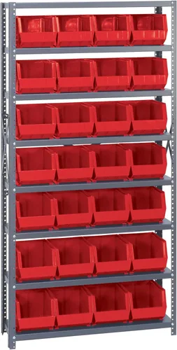 Vista 196 de Quantum QSBU-245BK Heavy Duty Shelving Unit with (7) Shelves and (24) QUS245 Black Bins for Garage Warehouse Storage Distribution 400 lb Load