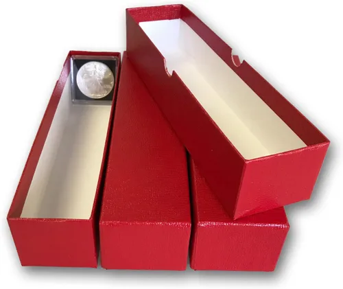 Vista 5 de 3 cajas de almacenamiento rojas de una sola fila para soportes de monedas de 2 x 2 por Generic