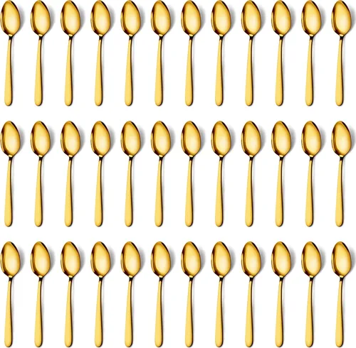 Vista 8 de Pleafind 24 cucharas de cena, cubiertos de 7.4 pulgadas, juego de cucharas de acero inoxidable, cucharas plateadas, cucharas de cubiertos