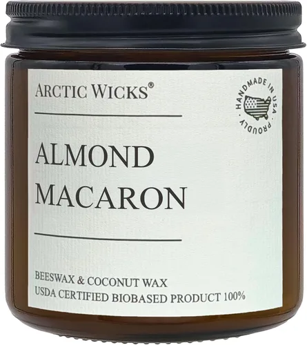 Macarrón de Almendra | Velas Perfumadas Arctic Wicks de Coco y Cera de Abeja | Vela de Ámbar No Tóxica de 16oz para Decoración de Otoño |