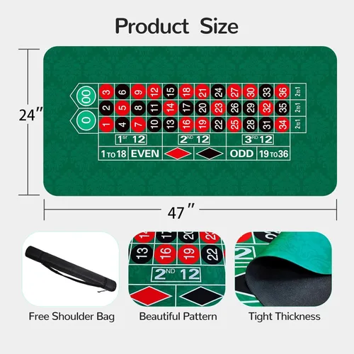Vista 3 de Alfombrilla de póquer profesional portátil con diseño de mesa de póquer antideslizante de goma para juegos de ruleta, cubierta de mesa, tapete