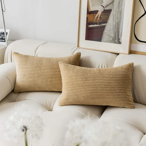 Vista 23 de Demetex Juego de 2 fundas de almohada rosas de 18 x 18 pulgadas, fundas de almohada cuadradas de pana para dormitorio, sala de estar, juego de 2, 18