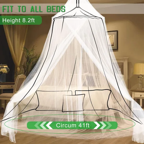 Vista 2 de VISATOR Toldo de cama de mosquitero para niñas, cortinas de cama King con dosel tamaño Queen desde el techo, mosquitera de cúpula, tienda de campaña