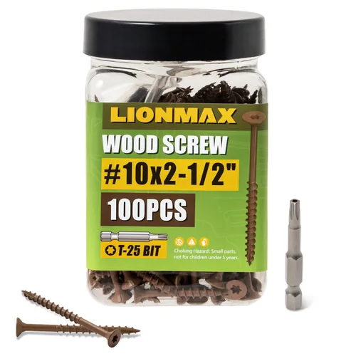 Vista 21 de LIONMAX Tornillos de cubierta de 3 pulgadas, tornillos para madera #10 x 3, 50 unidades, resistentes a la corrosión, revestimiento de epoxi