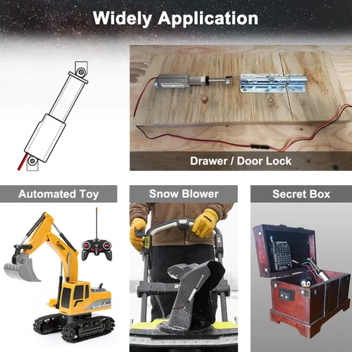 Vista 7 de Actuador micro lineal de 2 pulgadas de 12 V con interruptor momentáneo, 188N/42 libras, mini actuadores eléctricos de movimiento eléctrico