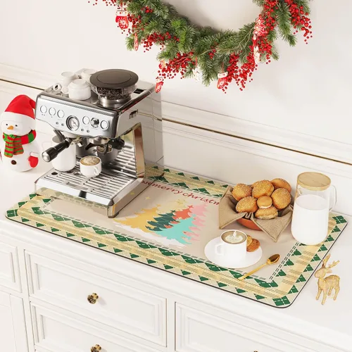 Vista 17 de DK177 Tapete de café – Tapete de secado de platos para encimera de cocina, ocultar manchas, absorbente con respaldo de goma impermeable, apto