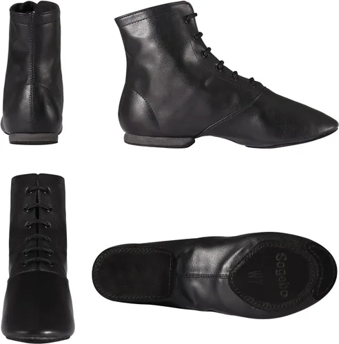 Vista 3 de Botas de baile de jazz con suela dividida para mujeres y hombres, zapatos de baile de cuero