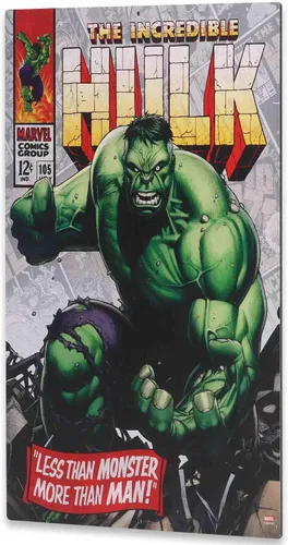 Vista 2 de Open Road Brands Marvel The Incredible Hulk - Cartel de metal con cubierta de cómic – La increíble decoración de pared de Hulk para cueva de hombre