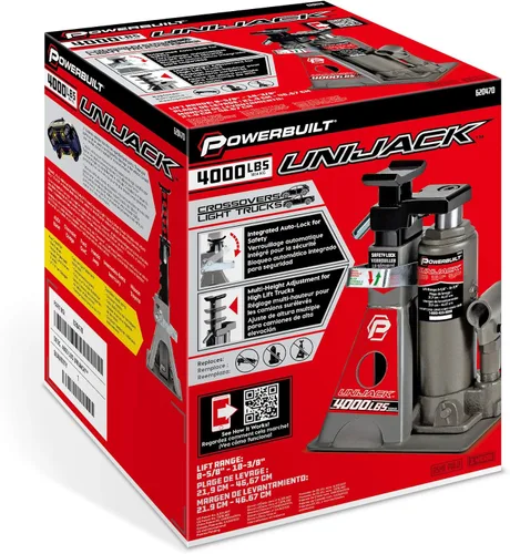 Vista 4 de Powerbuilt Jack hidráulico de botella UniJack de 2 toneladas combinado/soporte en 1 unidad, compacto, portátil, base ancha, para sedanes Unibody