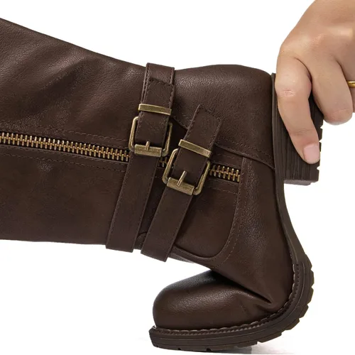 Vista 8 de GLOBALWIN Botas altas hasta la rodilla para mujer, botas de equitación cómodas para mujer, tacón bajo
