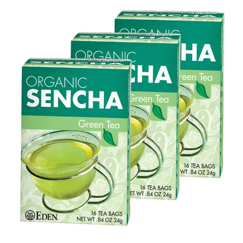 Vista 8 de Eden Té verde Sencha orgánico, japonés, Uji Cha, 16 bolsas/caja de té de manila sin blanquear (paquete de 12)