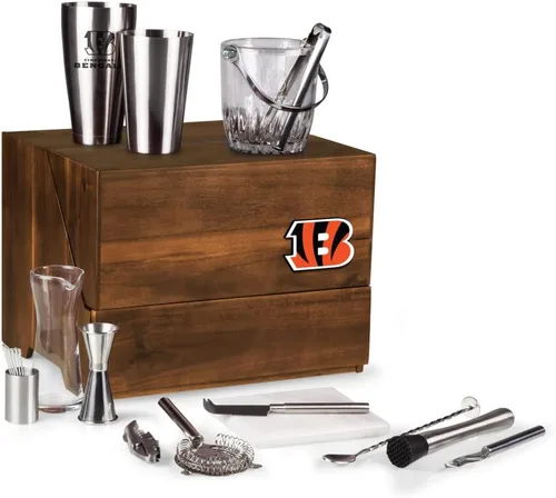 Vista 20 de PICNIC TIME NFL Madison Acacia - Juego de herramientas de barra de mesa, kit de camarero con soporte, juego de accesorios de bar