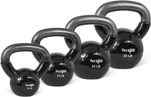Vista 29 de Yes4All - Juego de pesas rusas recubiertas de vinilo, set combinado para entrenamiento corporal completo, fuerza de agarre, flexiones y ejercicios