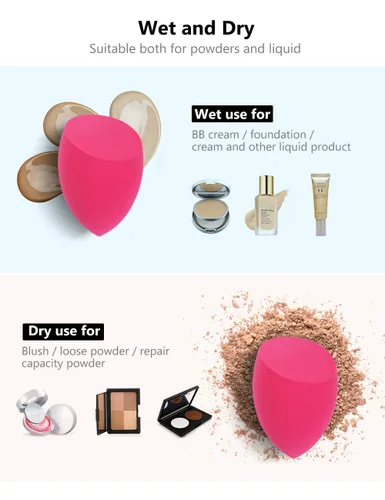 Vista 2 de Esponja de maquillaje InnoGear, 10 esponjas de maquillaje, set de mezcla de maquillaje de belleza, Puff de aplicación de mezcla, polvo de crema