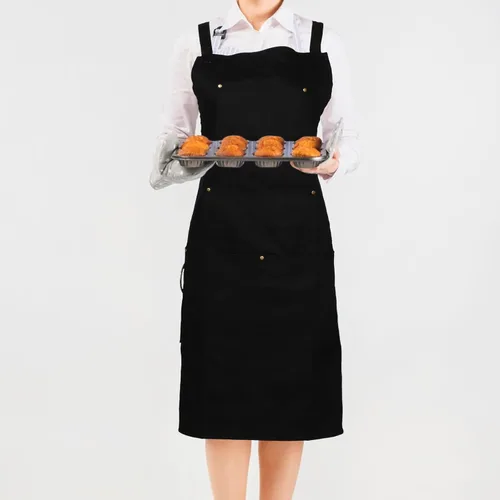 Vista 4 de iplusmile Waterproof Canvas Apron with Multiple Pockets Thickened Heavy-duty Work Apron for Men and Women for Kitchen and Hair Salon Use