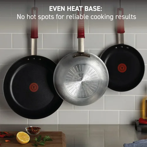 Vista 7 de T-Fal Profesional VX3 Sartén antiadherente cepillada con mango de acero inoxidable de 8.5 pulgadas, apta para horno y parrilla hasta 400°F, juego