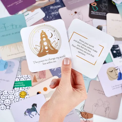 Vista 3 de Ariond Afirmaciones positivas y preguntas que invitan a la reflexión para mujeres Tarjetas diarias motivacionales y conscientes